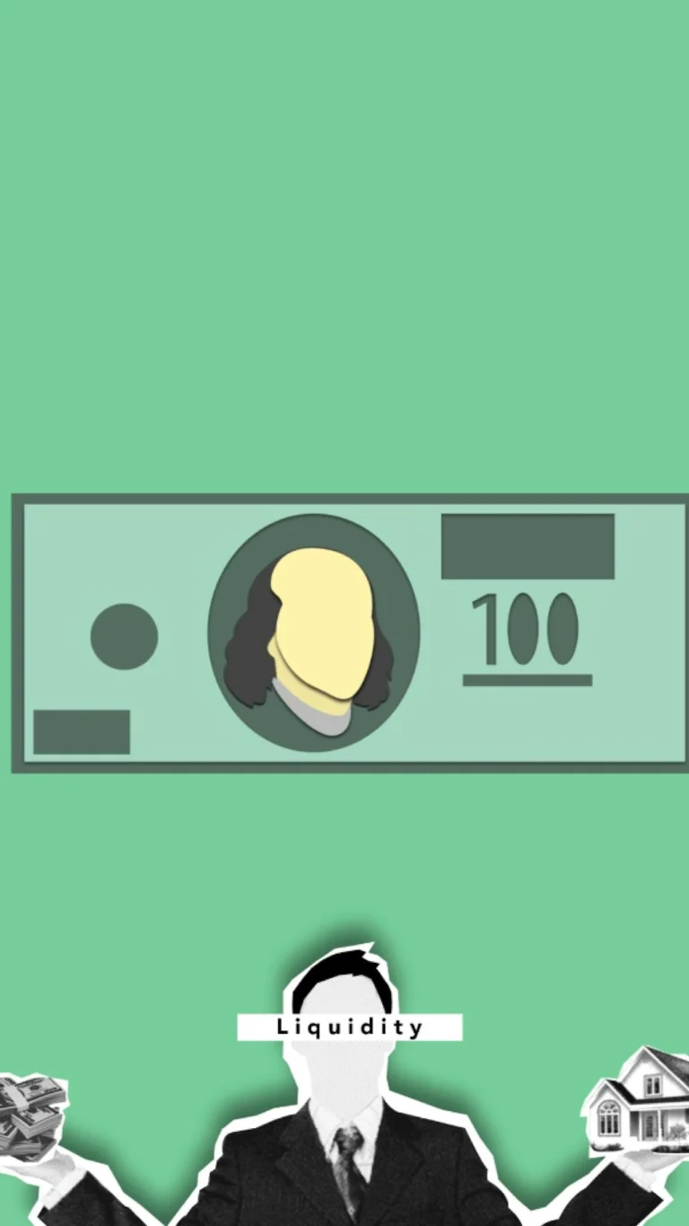 Illustration of economist choosing between investing in cash or house