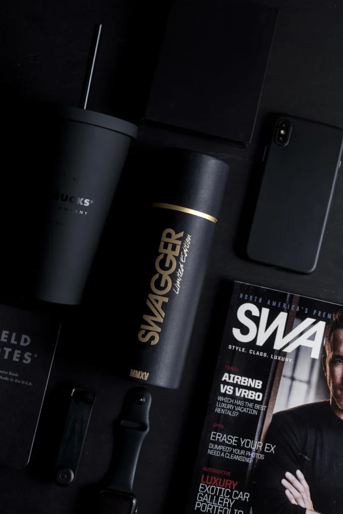 black products and gear set on a table