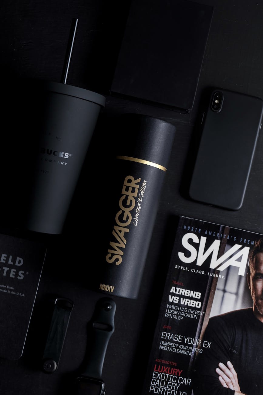 black products and gear set on a table