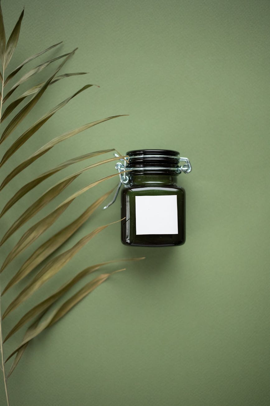 jar on green surface