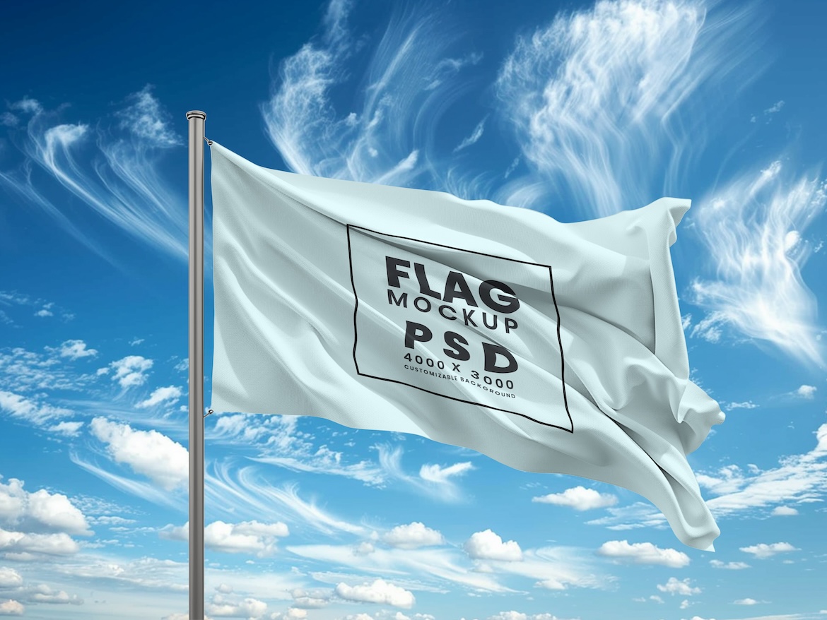 Waving Flag Mockup 2 - Free Premium Mockup