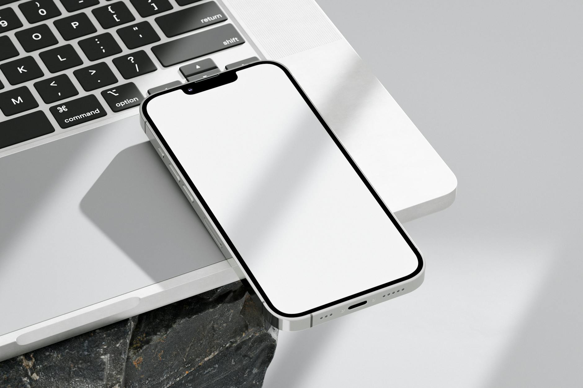 a smartphone with a blank screen