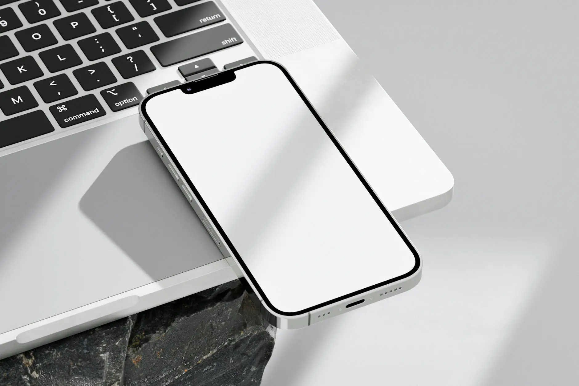 a smartphone with a blank screen
