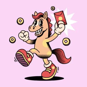 Fire Horse Retro Mascot Character Illustration