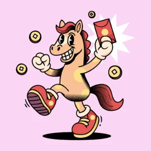Fire Horse Retro Mascot Character Illustration