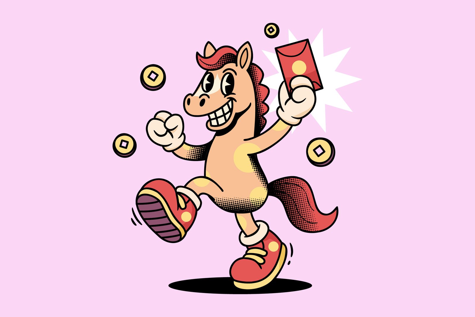 Fire Horse Retro Mascot Character Illustration