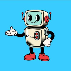 Friendly Robot Retro Mascot Character Illustration